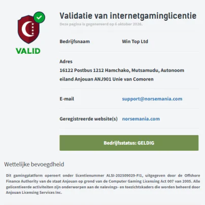 Norsemania casino geldige internetgaminglicentie van de bevoegde autoriteit
